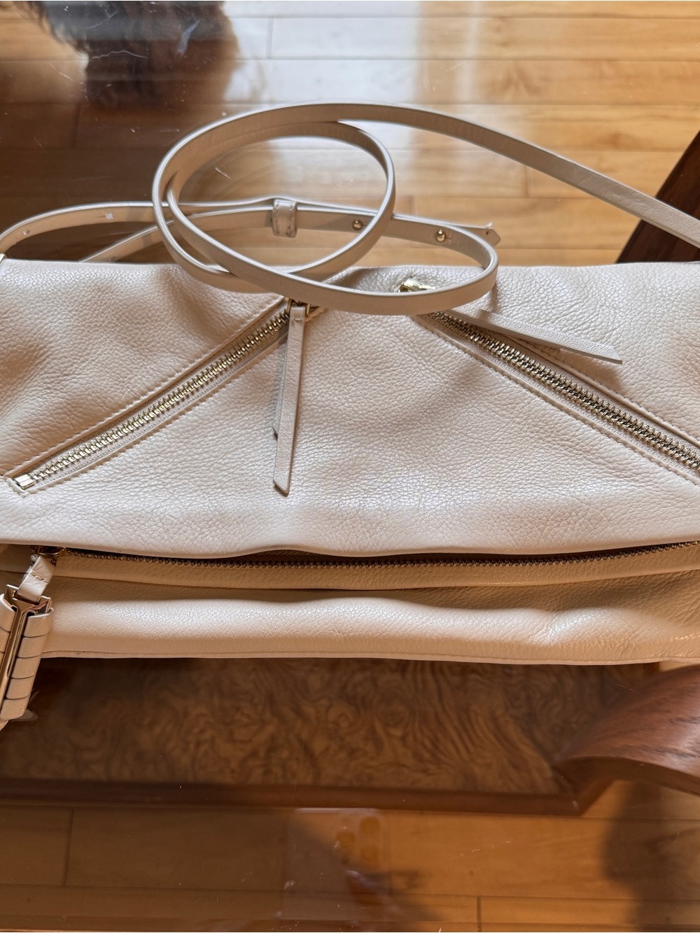 Stella & Dot Covet Waverly Cream Leather Clutch Crossbody